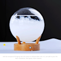 Miniatyrbild 7 av 10: Tempest Glas Ball Predictor Färg Väderprognos Med Trä Bas Dekorativ Barometer Med LED-ljus Skrivbordsprydnad White luminous Version