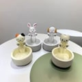 Miniatyrbild 6 av 6: Tecknad kaniner/hund ljushållare Praktisk skrivbordsmodell dekorativ modell för vardagsrummet Rabbit