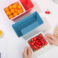 Miniatyrbild 3 av 11: Multifunktionell dubbellagers snackbox Hem fyrkantig urlakningsbar fruktbricka Blue Double Layer