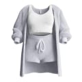 Miniatyrbild 1 av 6: Mysig plyschpyjamas för kvinnor 3-delad set Snygga mjuka lösa sovkläder för sovrum inomhus Grey S