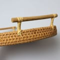Miniatyrbild 10 av 10: Handvävd flätad rottingkorg Bröd Frukt Snackbricka Rund förvaringskorg M