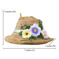 Miniatyrbild 7 av 7: Liten blomma halmhatt Fågelmatare Utomhus Trädgård Träddekoration Kreativ hängande fågelmatsredskap för förvaring av mat A