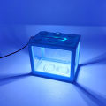 Miniatyrbild 9 av 10: Stationär mini akvarium USB LED fisklåda Akvariumblock staplade för skrivbordsinredning för hemmakontor Usb Black Cylinder White Light