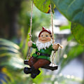 Miniatyrbild 3 av 11: Trädgårdstomtar prydnader Utomhusdekorationer Hängande staty Svängande tomte A