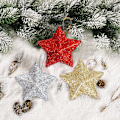 Miniatyrbild 4 av 9: 6/12/24 st glittrande stjärnhänge för julgran Fashionabla festivalfester rekvisita för hemmets sovrum Glod 24pcs