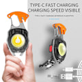 Miniatyrbilde 4 av 7: Cobs Nøkkelringlys Multifunksjon Mini LED Lommelykt Nødlys med Flaskeåpner for Utendørs Vandring Orange