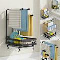 Miniatyrbild 2 av 10: Multifunktionsdiskbänk i kolstål Caddy Coutertop Organizer Självhäftande trassvamphållare med dräneringsplatta 3 Table