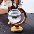 Miniatyrbild 9 av 10: Globformad Storm Glasflaska Väderstation Desktop Väderprognos Transparent Glas Storm Ball Heminredning C