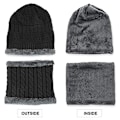 Miniatyrbild 6 av 8: Vinter varm mössa Halsdukshandskar set Unisex vinter varm stickad mössa Halshandske för män kvinnor Gray Without Label Three piece Suit