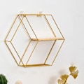 Miniatyrbild 8 av 10: Multifunktion Nordic Light Lyx Vindjärn Geometrisk Väggdekoration För Hem Vardagsrum Double Hexagon Frame
