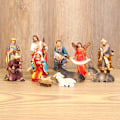 Miniatyrbild 3 av 10: Julkrubba figurer Målade hartshantverk Kreativt julbordsprydnad för hem Vardagsrum Sovrum 11 Piece Set