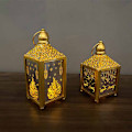 Miniatyrbild 5 av 10: Gyllene/vit Ramadan Lykta Lampa Happy Eid Light Ramadan Inredningslampa Hem Fest Dekoration Prydnader för semester White Large