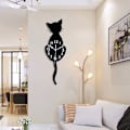 Miniatyrbild 8 av 10: Kreativ tecknad Söt kattväggklocka DIY-katt Akrylväggklocka med svängsvanspendel för vardagsrum, sovrum, kök C