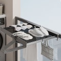 Miniatyrbild 2 av 9: Infällbar utdragbar kläder Mesh Stor kapacitet Sparar utrymme Klädställ för balkong Black Long