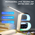 Miniatyrbild 4 av 10: B-formad Bluetooth-kompatibel högtalare Trådlös laddning väckarklocka 7 färger omgivande ljus för sovrummet White