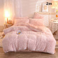 Miniatyrbild 1 av 10: 4 st/ set Färgglada fluffiga sängkläder Set Långt plysch cover Lakan Örngott Set Pink 2M