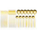 Miniatyrbild 1 av 10: 24st rostfritt stål set Elegant spegelpolerad servis för bröllop Thanksgiving jul Gold