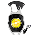 Miniatyrbillede 1 af 7: Cobs Nøgleringslys Multifunktionel Mini LED Lommelygte Nødlys med Oplukker til Udendørs Vandreture Black