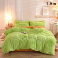 Miniatyrbild 1 av 10: 4 st/ set Färgglada fluffiga sängkläder Set Långt plysch cover Lakan Örngott Set Green 1.8m