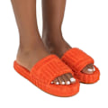 Miniatyrbild 1 av 6: Terry Toweling Slider Slider Tofflor För Kvinnor Flickor Slip-on plysch Skor Hushåll Vinter Supply Orange 41