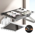 Miniatyrbild 5 av 9: Infällbar utdragbar kläder Mesh Stor kapacitet Sparar utrymme Klädställ för balkong Black Long