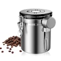 Miniatyrbild 1 av 11: Rostfritt Stål Kanister med Sked & Datumspårare Kaffeburkar Förvaringsbehållare För Tea Socker Mjöl vit 1.2L
