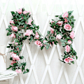 Miniatyrbild 4 av 10: Simulerad Rose Vine Green Leaf Garland Hängande prydnad Lämplig för bröllopsfest Trädgårdsdekoration White