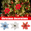 Miniatyrbild 2 av 10: 10st konstgjord julstjärna Blomma Jul Dekorativ Glitter Blomma Julgran Bröllopsdekoration Red 10pcs