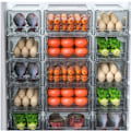 Miniatyrbild 5 av 10: Rensa Kylskåp Förvaringslåda Låda Design Avloppsstapling Transparent Frukt Organizer Bin Hushåll With Partition Large