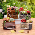 Miniatyrbild 7 av 10: Krukor Planteringskärl Harts Retro Nyhet Kruka Desktop Balkong Växt Blomkruka för suckulent växt Behållare Heminredning Radio Flower Pot