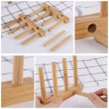 Miniatyrbild 7 av 9: Bambu Trä Diskställ Tallrik Stativ Grytlock Hållare Köksskåp Organizer För kopp Skärbräda Skål Torkställ 3 Slots