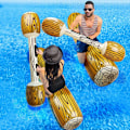 Miniatyrbild 10 av 11: Battle Log Rafts Uppblåsbara Pool Float Row Leksaker Utomhusspel Pool Float Vattenleksaker För Sommar Pool Party Vattensport Ny