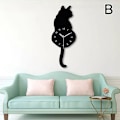 Miniatyrbild 1 av 10: Kreativ tecknad Söt kattväggklocka DIY-katt Akrylväggklocka med svängsvanspendel för vardagsrum, sovrum, kök B