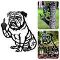 Pikkukuva 2 / 7: Koiran puutarhakoriste metallinen koiran puutarhatolppa keskisormi-bulldoggi metallitolppa ulkopatioiden sisustukseen Bulldog