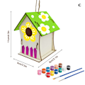 Miniatyrbild 1 av 10: DIY Birdhouse Kit Intressant Lätt att montera Måla Trä Konst Hantverk För Barn Småbarn C