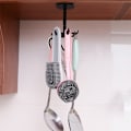 Miniatyrbild 3 av 10: 360 ° roterbar multifunktions väggkrok Stansfri kraftig självhäftande krok för kök badrum sovrum Pink