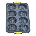 Miniatyrbild 1 av 10: Silikonbullebrödform 8 celler mjuk nonstick franskbrödsform Perforerad limpa stenciler bricka för DIY-bakning Light Grey