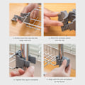 Miniatyrbillede 10 af 11: Svamp Holder Over Hane Køkkenvask Caddy Organizer Justerbar Rustfrit Stål Svamp Holder Til Køkkenvask 2pcs