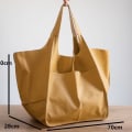 Miniatyrbild 3 av 8: Stor Axelväska Läderväska Tote Bag Axelremsväska Dam Shoppingväska Väska Dam Yellow