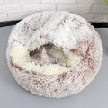 Miniatyrbild 2 av 6: Hund- och kattsäng Mjuk plyschkudde, tältsäng för husdjur, 35-50 cm rund matta brun 50cm
