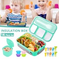 Miniatyrbild 5 av 7: 16-delad matlåda i plast Stor set för matförvaringslåda Köksmaterial Blue
