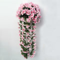 Miniatyrbild 1 av 10: Levande konstgjord hängande orkidé Gäng Siden Lång hängande Bush Blommor Sträng Bröllopsfest Heminredning Pink