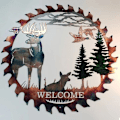 Miniatyrbild 8 av 10: Älgsågblad Vägg Metallkonst Heminredning Fars Dag Unik gåva Dekorativ Metallkonst Trädvägg Självhäftande prydnad Alert At Dawn Welcome Sawblade