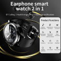 Miniatyrbild 2 av 7: 2 i 1 smartklocka med hörlurar Bluetooth-kompatibla hörlurar Smartwatch Puls sömnmätare Black
