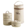 Miniatyrbild 1 av 11: Bärbar isolerad lunchbehållare Set Multi-Layer Combination Picknick Lunch Box Beige 3 Layer