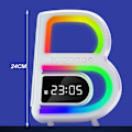 Miniatyrbild 9 av 10: B-formad Bluetooth-kompatibel högtalare Trådlös laddning väckarklocka 7 färger omgivande ljus för sovrummet White