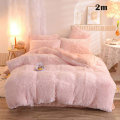 Miniatyrbild 7 av 10: 4 st/ set Färgglada fluffiga sängkläder Set Långt plysch cover Lakan Örngott Set Rose Red 1.8m