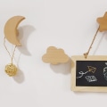 Miniatyrbild 4 av 10: Väggkrokar Hattkrokar Träklädhängare Star Moon Väggkonstkrok För sovrum Vardagsrum Clouds