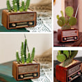 Miniatyrbild 10 av 10: Creative Planter Kruka Retro Radioformad Blomkruka Multi Purpose Resin Succulent Bonsai Planthållare Ornament för kontor Dark Brown