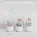 Miniatyrbild 6 av 10: Multi-Grid Desktop Pennhållare Plast Multi-funktion Roating Pennfodral Case Pen Organizer för kontors skolmaterial White